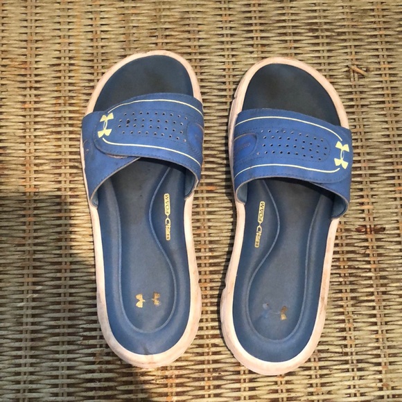 blue under armour slides